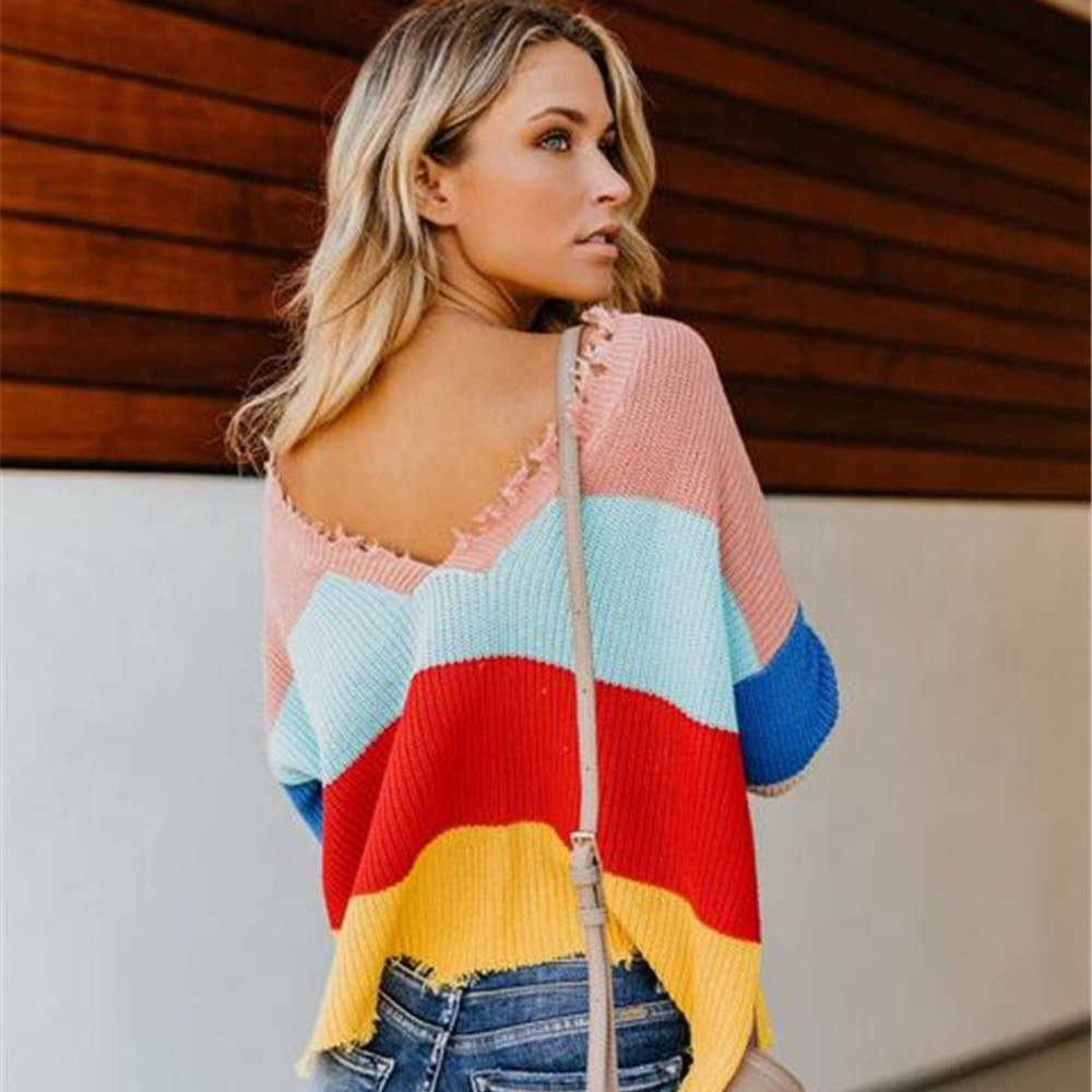 Meg Color Block V Neck Sweater - Picture 2 of 5